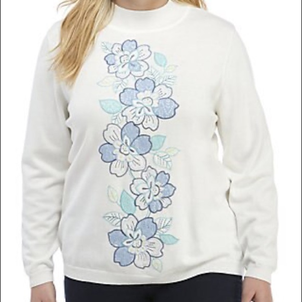 Alfred Dunner white embroidered sweater.